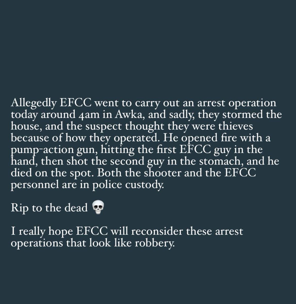 Rip to the dead and Pele to d injured, this shows why we need more legal firearms in the hands of responsible citizens.

We’ll end up seeing less of these nonsense when civilians are equally or more armed.

You can violate the sanctity of a man’s castle without repercussions.