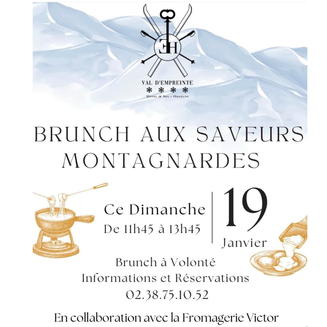 empreintehotel's tweet photo. Demain Dimanche 1er Brunch 2025 aux saveurs hivernales 🧀 🫕 👉https://t.co/lTi2jCcNpA

Places limitées - réservations au 02.38.75.10.52 

#brunch #brunchdudimanche #orleans #brunchtime #dimanche #bondimanche #brunchday #brunchdate #empreinte #hotel #empreintehotel #boutiquehotel https://t.co/URrFENHlUR