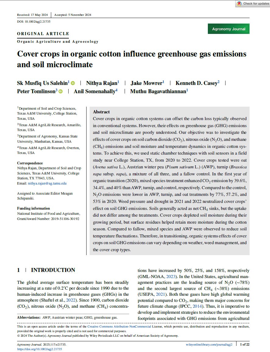 Muthu Bagavathiannan (@mbagavathiannan) on Twitter photo Great collaborating with Salehin et al. <a href="/Sk_Musfiq/">Sk Musfiq Us Salehin</a> on this wonderful work on cover crops and emissions, advised by <a href="/NithyaRajan/">Nithya Rajan</a>, Supported by a <a href="/USDA_NIFA/">NIFA</a> ORG program funding. <a href="/txresearch/">Texas A&M AgriLife Research</a> Great collaborating with Salehin et al. <a href="/Sk_Musfiq/">Sk Musfiq Us Salehin</a> on this wonderful work on cover crops and emissions, advised by <a href="/NithyaRajan/">Nithya Rajan</a>, Supported by a <a href="/USDA_NIFA/">NIFA</a> ORG program funding. <a href="/txresearch/">Texas A&M AgriLife Research</a>