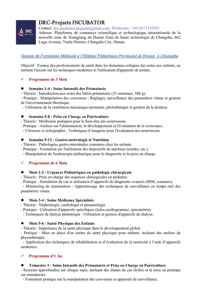FellyMbula3's tweet image. 🆘🆘Inscrivez-vous au programme de formation médicale en Chine ! Une opportunité unique pour les professionnels de la santé de renforcer leurs compétences à l&apos;international. Contactez-le au : drc.incubator.projects@gmail.com #FormationMédicale #Chine #Opportunité 🥼 🩺