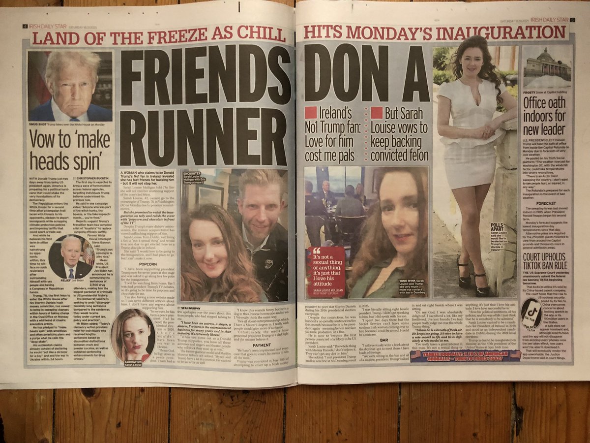 sarahlmull82's tweet photo. Todayโs Newspapers ๐ฐ
Thank you @IrishMirror I made #FrontPage news ๐
& I also appeared in The #IrishDailyStar @isfearranstar
I will always be @realDonaldTrump No:1 #Irish ๐ฎ๐ช Supporter
#MAGA #MIGA
โค๏ธโ๏ธ๐ฏ๏ธ https://t.co/FSYef8Hgwp