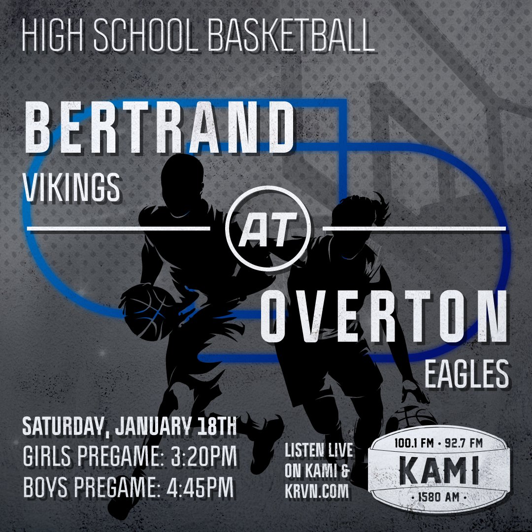 High school basketball today on KAMI Country.
<a href="/OvertonEagles/">Overton Eagles</a>
<a href="/overtonboysbb/">Overton Boys BB</a> 
<a href="/GirlsOverton/">Overton Girls Basketball</a> 
<a href="/krvn/">KRVN Radio</a> 
<a href="/Jon_Willis_/">Jon Willis</a>