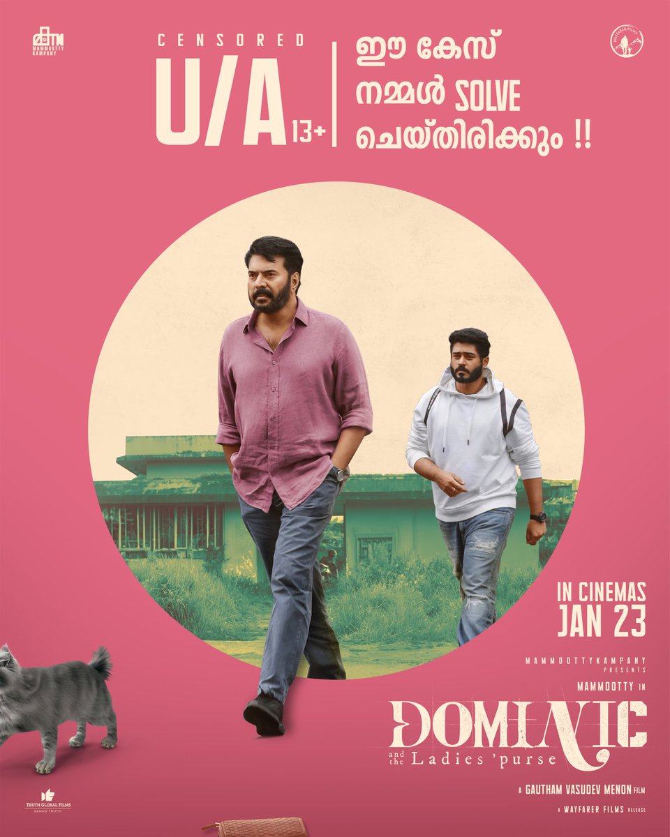 mammukka's tweet photo. #DominicandTheLadiesPurse Censored with U/A Certificate. 

In Cinemas Worldwide on January 23 https://t.co/X0YygjFu6p