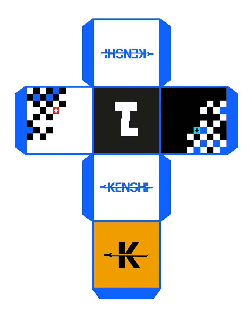 KNS_Unofficial's tweet photo. We have successfully scanned the blueprint of the @TimeleapLabs KENSHI cube🧊. download the png and make your own KENSHI cubes! leave the cubes in places least expected and spread love and positivity with $KNS! 🎲🧩#Altcoins #cubefolding #Autism https://t.co/Gii5C5PDU6