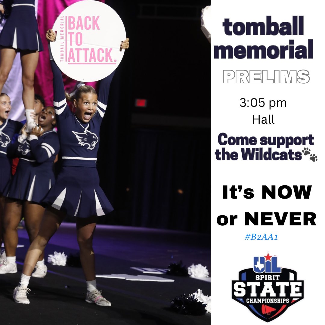 TMHSCheer2020's tweet image. Today’s the day! Let’s leave it ALL on the mat, give it our all, and most importantly—HAVE FUN! 💪✨ We’ve worked hard, now it’s time to shine. Let’s show TEXAS what we’ve got! Good Luck 🍀 to everyone competing today! #CheerGoals #LeaveItOnTheMat #GameDayVibes