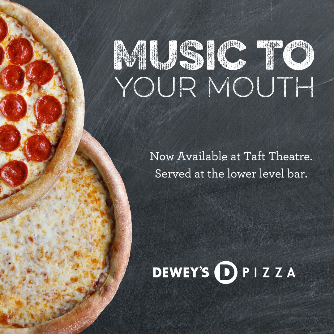 TAFT THEATRE (@tafttheatre) on Twitter photo Warm up with a slice of <a href="/DeweysPizza/">Dewey's Pizza</a> this winter! We're slinging the slices at the lower level bar next to The Ballroom every show. Cheese and Pepperoni are available, so come get a piece of the pie before the showtime! Warm up with a slice of <a href="/DeweysPizza/">Dewey's Pizza</a> this winter! We're slinging the slices at the lower level bar next to The Ballroom every show. Cheese and Pepperoni are available, so come get a piece of the pie before the showtime!