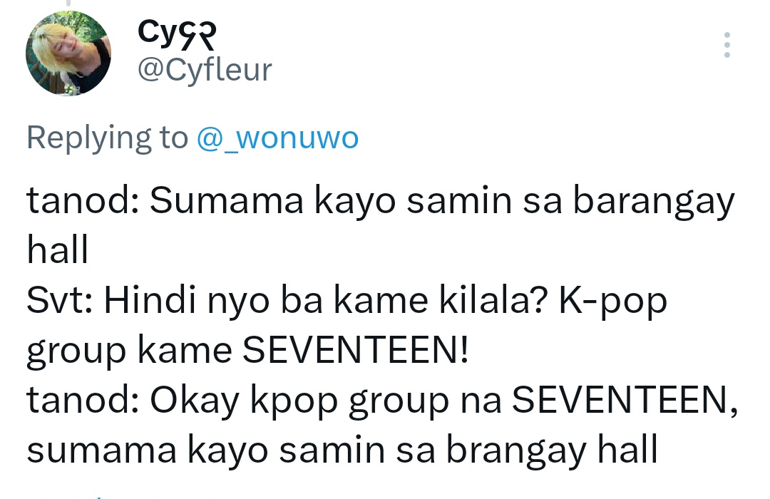 _wonuwo's tweet photo. tanod: mama mo seventeen https://t.co/3a9JZFNY4P