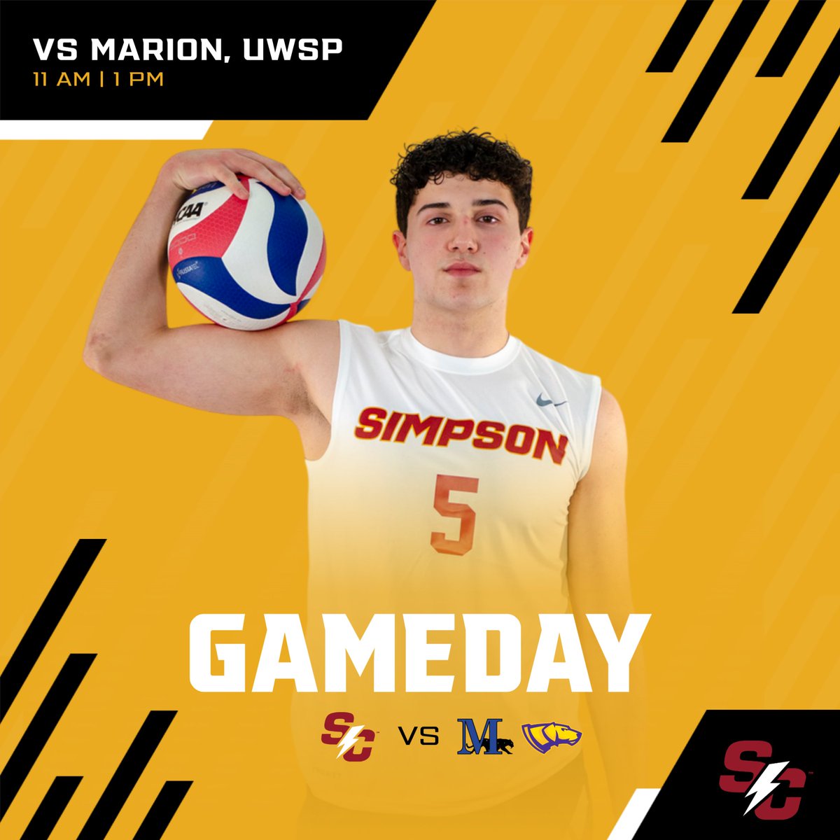 Season opener!!! 

We are back for our 2025 season today in Wisconsin! 

🆚 Marion/UWSP
🕔 11 a.m./1 p.m.
📍Fond Du Lac, Wis. 
🖥️ linktr.ee/simpsonmvolley…

#d3mvb
