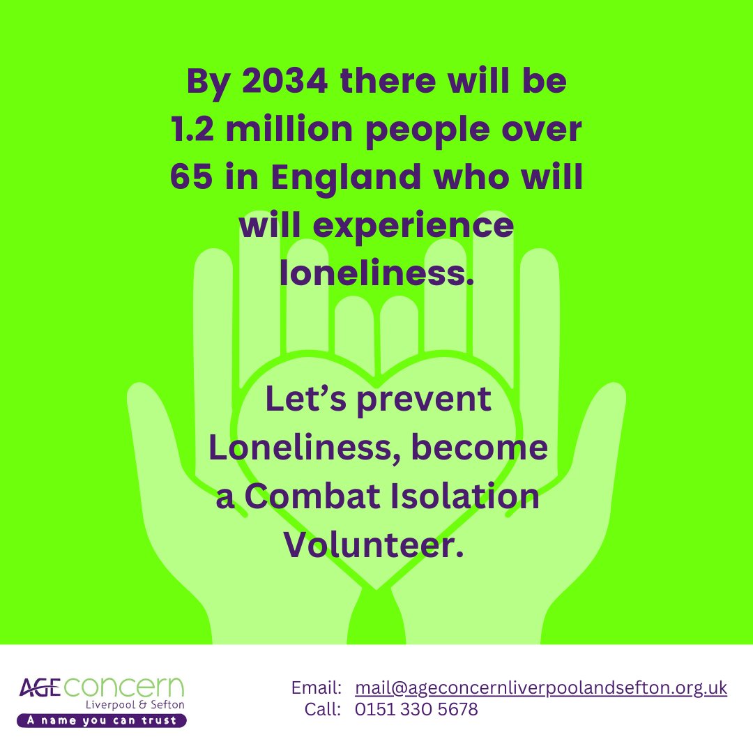 🌟 Join Us and Help Combat Isolation! 🌟 Email us at mail@ageconcernliverpoolandsefton.org.uk or visit the link in our bio to sign up. #loneliness #liverpool #volunteer