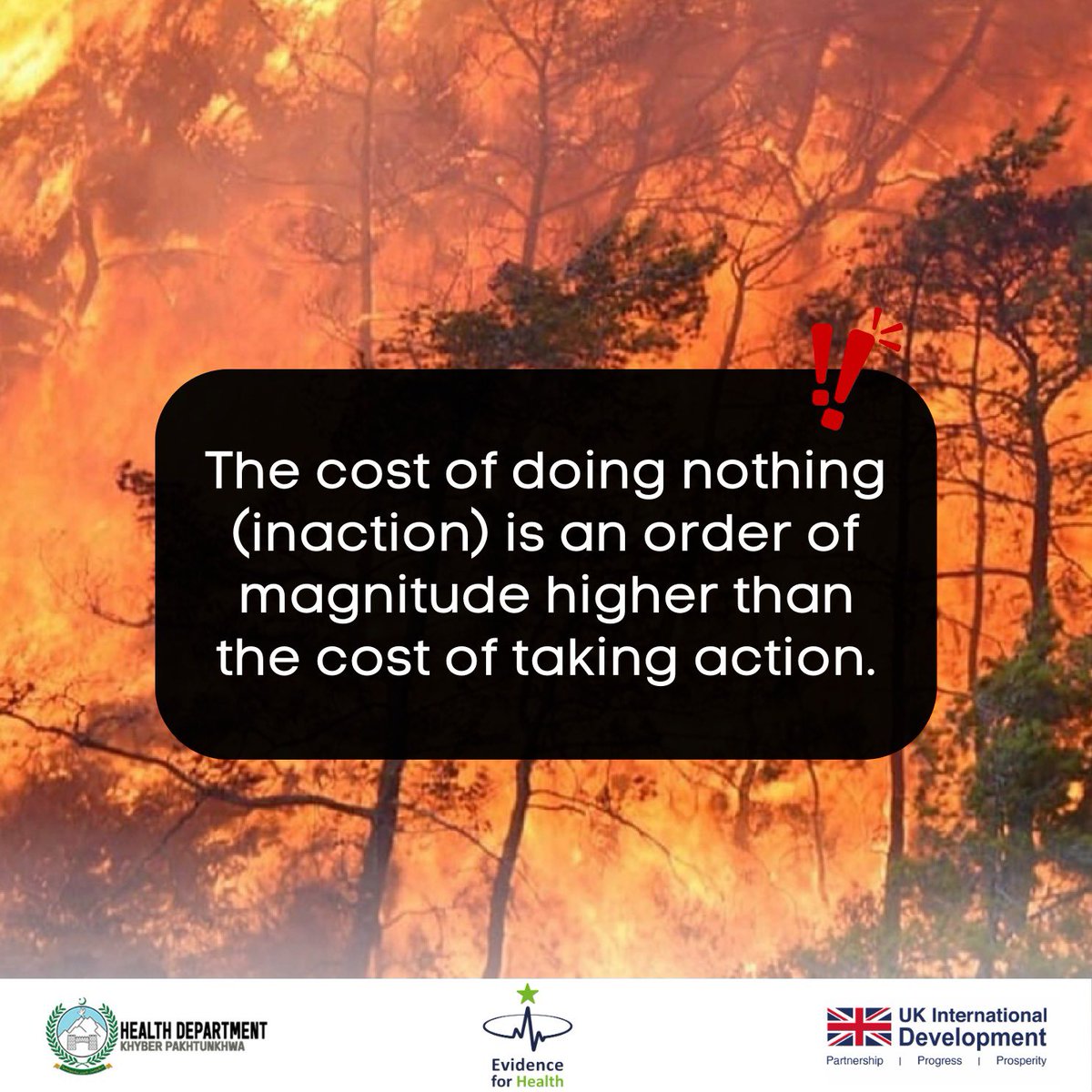 E4HProgramme's tweet image. By 2030, climate inaction in KP may cost PKR 5,541B, while the cost of action is just PKR 315B. Supported by FCDO through E4H, CHAP offers cost-effective solutions to mitigate health risks, strengthen systems &amp;amp; protect the vulnerable. Investing now ensures sustainable outcomes.