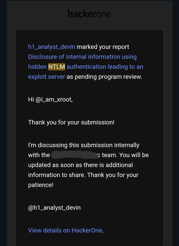 iamxroot's tweet photo. Recently I found a vulnerability NTLM injection in 3 different programs.
How I discovered and all details found My LinkedIn profile https://t.co/nv5m2HqYct

#BugBounty #bugbountytips #bugbountytip #CyberSecurity #cybertech https://t.co/Gsov2hGN5b