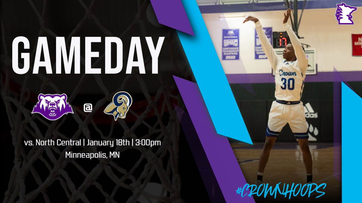 CrownCollegeMBB's tweet photo. GAMEDAY #15

🗓: 01/18/2025
🏀: vs. North Central
⏰: 3:00pm
📍: Minneapolis, MN
📺 : https://t.co/rbEicz3mvR 

#CrownHoops #GoPolars #Family 👑🐻‍❄️🏀 https://t.co/KItgNnzVSg