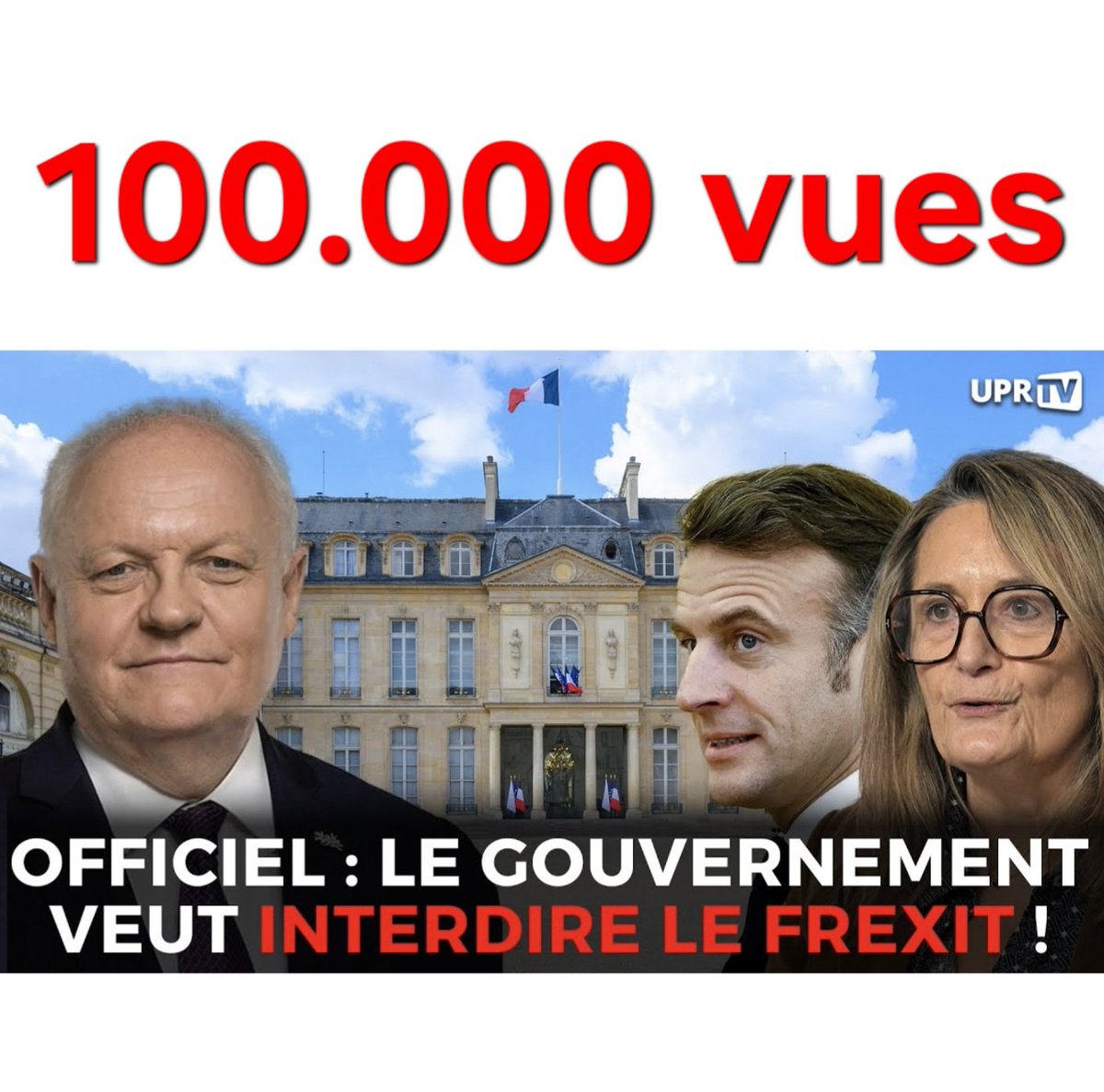 f_asselineau's tweet photo. 📺 𝟭𝟬𝟬.𝟬𝟬𝟬 𝘃𝘂𝗲𝘀 !
Interrogée après le Conseil des ministres du 15/1/25,la Porte-parole du gouvernement a répondu qu'il était hors de question d'organiser un référendum sur la sortie de l'UE.
L'EUROPÉISME EST DEVENU
UNE TYRANNIE.
VIVE LE FREXIT !
https://t.co/5lZ0yFii9I https://t.co/dubr3RCMmn