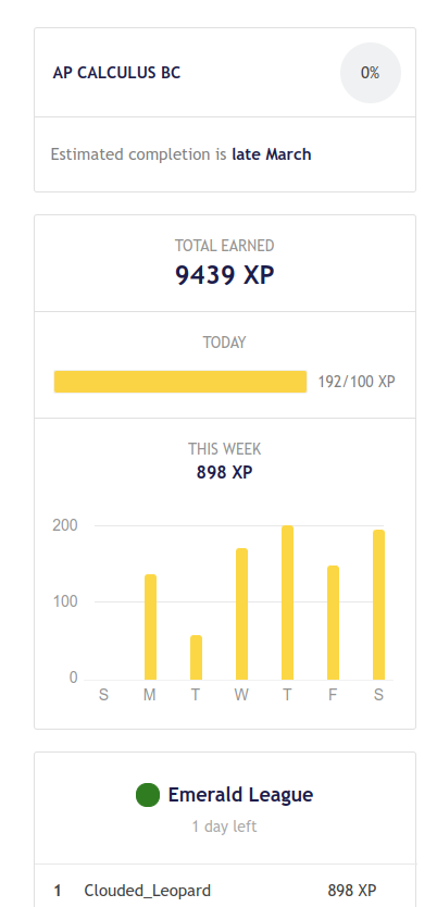 NeerajAithani's tweet photo. 900 XP in 6 days of this week and completed Integrated maths III honors. Now real stuff begins. Excited for some calculus. https://t.co/4sv8OA6G2e
