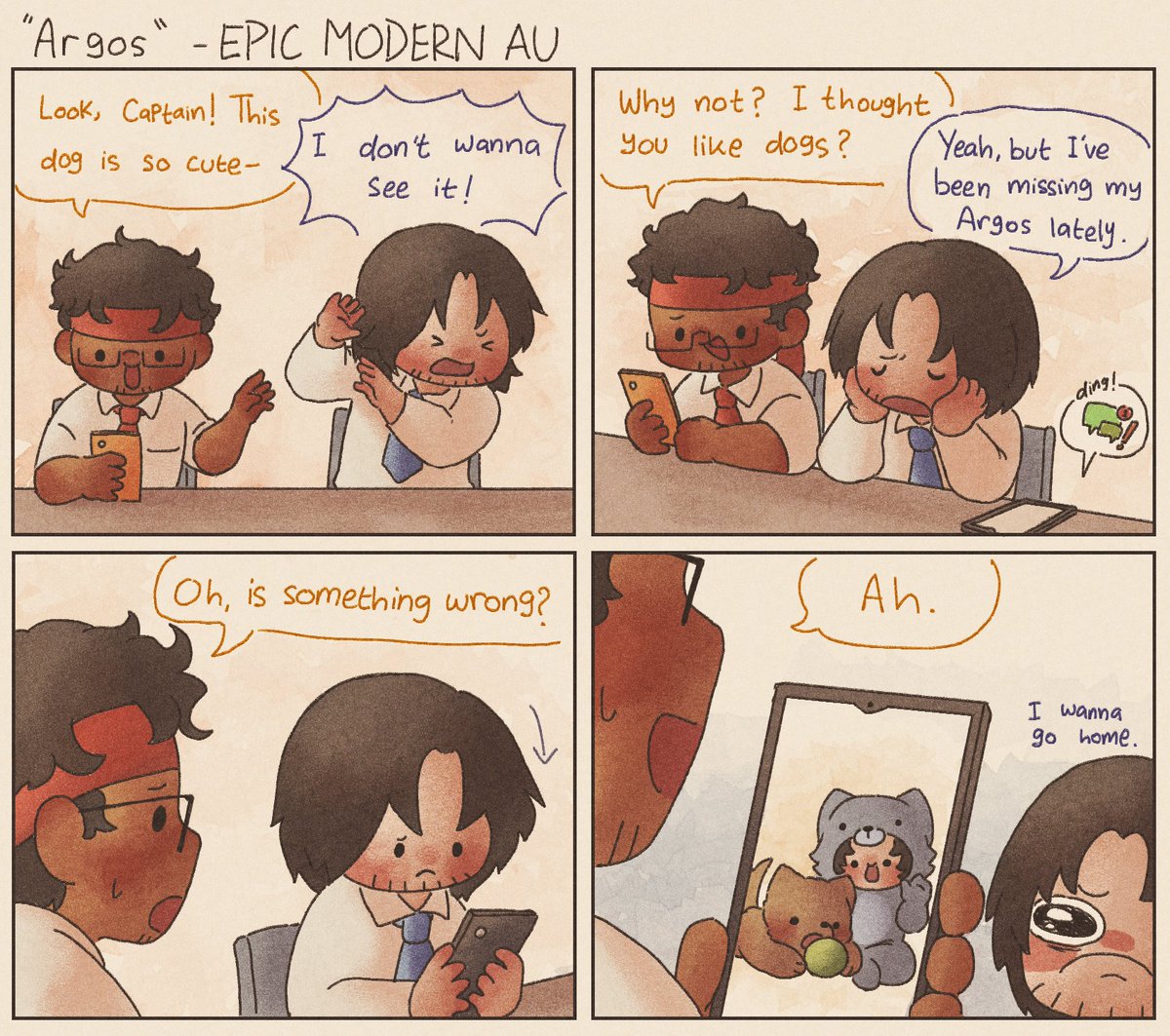 calciumyum's tweet photo. [Epic Modern AU] 
Wrong timing for the message #epicthemusical #epicthemusicalfanart https://t.co/16z1O4KZ4g