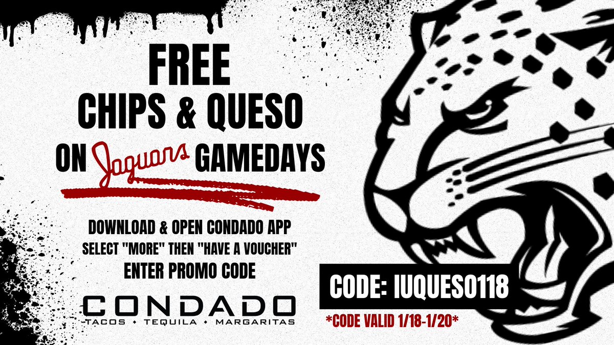 IUIndy_JAF's tweet photo. Need lunch plans before today's @iuindy_wbb game? Swing by Condado on Mass Ave and use this promo code for free chips and queso!

Game tips at 2pm inside The Jungle https://t.co/Aujumh8UZn