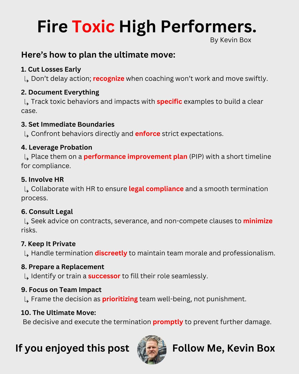 Fuel_YourGrowth's tweet image. The ultimate power move as a leader...
Fire toxic higher performers.
Here's how to start planning your ultimate move.
Follow me @Fuel_YourGrowth for more posts like this.