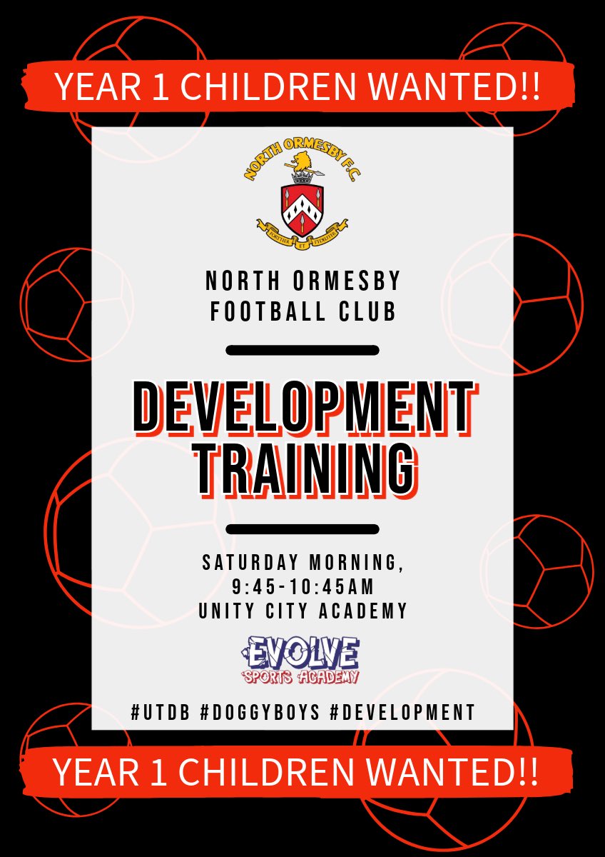 Is your child in year 1 at school? Looking to start their grassroots football journey? ⚽️

Our development training is £3 per session and is held every Saturday morning from 9:45-10:45am at UCA, TS3 8RE.

Please share <a href="/newhambridge/">Newham Bridge P S</a> <a href="/Kader_Academy/">Kader Academy</a> <a href="/AyresomePrimary/">Ayresome Primary School</a> <a href="/MiddlesbroSGO/">Middlesbrough School Games</a>
