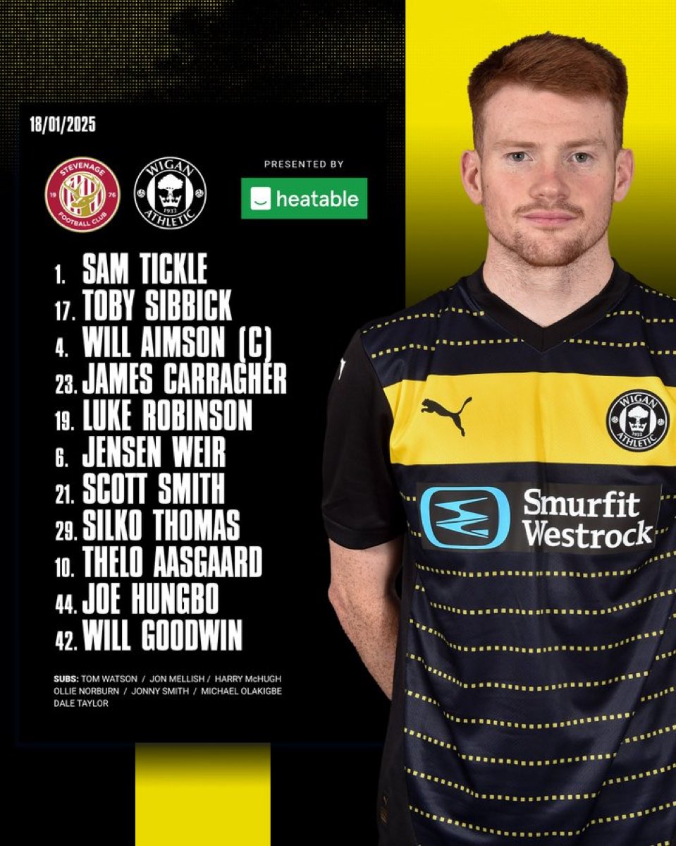 Dans 15 minutes, notre équipe se déplace sur la pelouse de <a href="/StevenageFC_FR/">Stevenage France</a>, 14ème du championnat. 

Voici la composition mis en place par Shaun Maloney pour cette rencontre. 

#wafc 🖤💛
