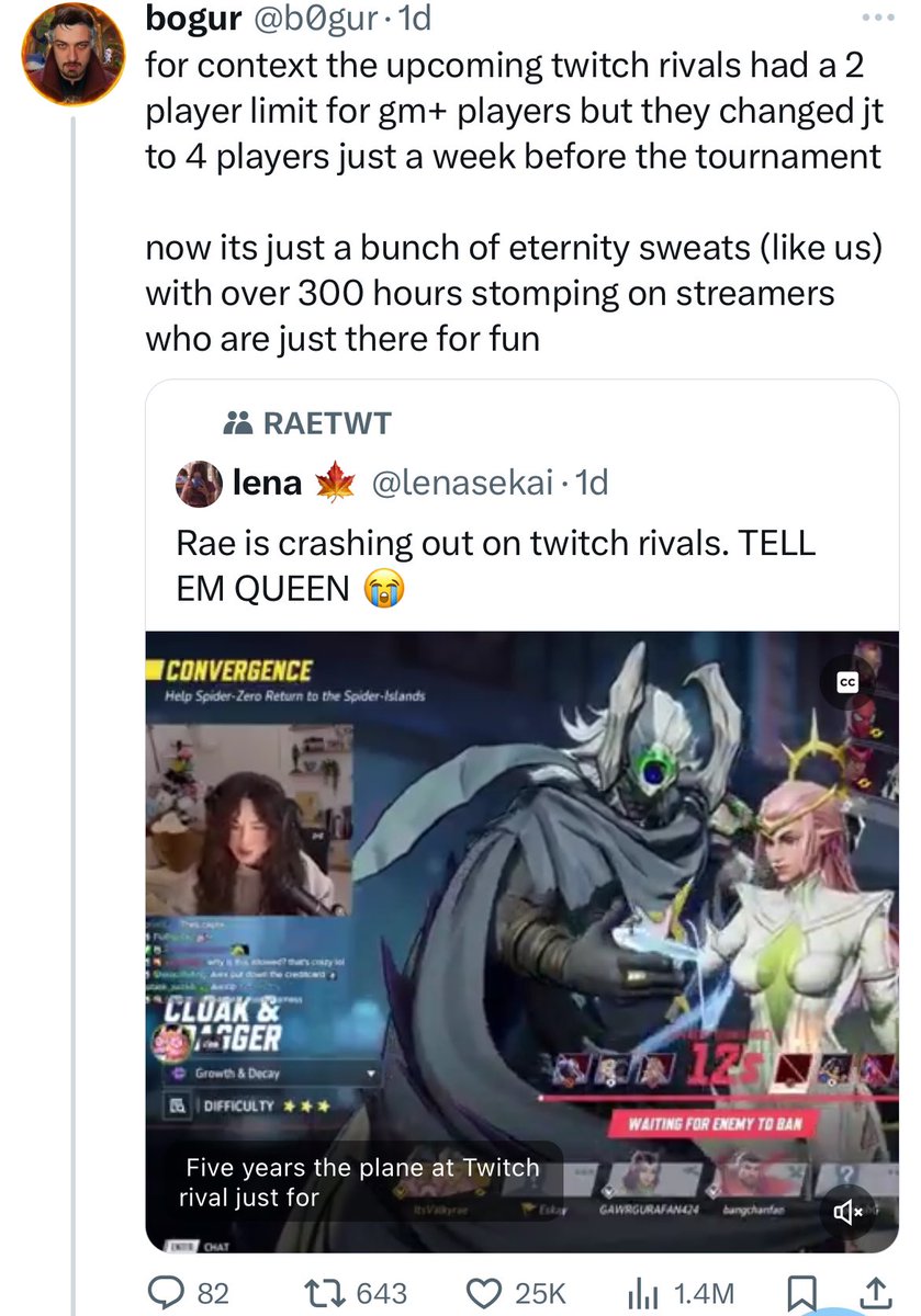 Twitch Rivals is under fire for hosting a Marvel Rivals tournament which limited teams to 2 grandmaster players, then they switched it to 4, but streamers complained so a day before the tourney switched it back to 2… causing teams to have to kick players