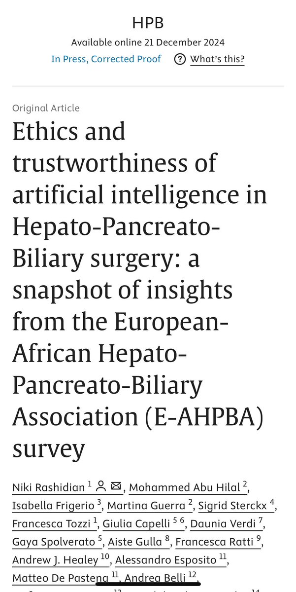Artificial Intelligence Surgery (@surgery_ai) on Twitter photo Survey results on the ETHICS AND TRUSTWORTHINESS OF AI IN HPB SURGERY FRON THE E-AHPBA. Great job Prof. Niki Rashidian ! sciencedirect.com/science/articl… #artificialintelligencesurgery <a href="/surgery_ai/">Artificial Intelligence Surgery</a> aisjournal.net #hpb #hpbjournal #E-AHPBA Survey results on the ETHICS AND TRUSTWORTHINESS OF AI IN HPB SURGERY FRON THE E-AHPBA. Great job Prof. Niki Rashidian ! sciencedirect.com/science/articl… #artificialintelligencesurgery <a href="/surgery_ai/">Artificial Intelligence Surgery</a> aisjournal.net #hpb #hpbjournal #E-AHPBA