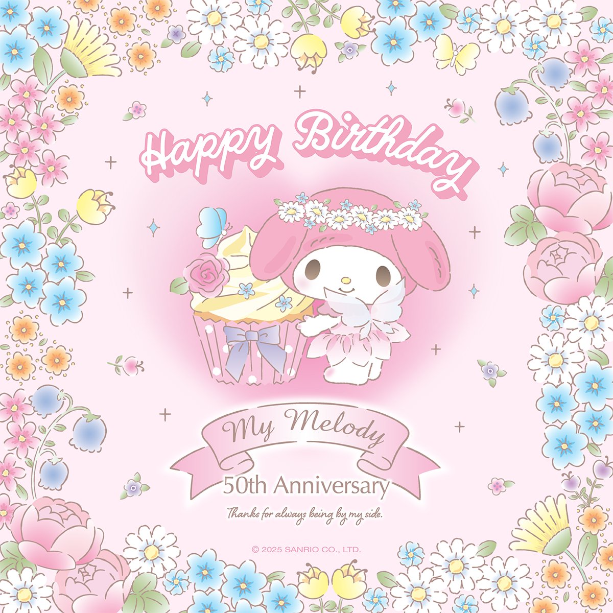 Happy 50th Anniversary, My Melody 🎂 Celebrate 5 decades of friendship by sharing your sweetest memories with #MyMelody50th 💖