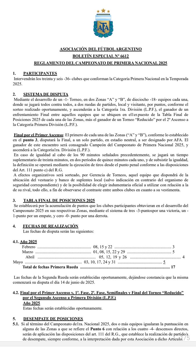 Primeranaciona's tweet photo. 🏆 Atención a las novedades en el reglamento de la Primera Nacional 2025: 

➜ Habrán CUATRO descensos (los últimos dos de cada zona).
➜ La final del Reducido será ida y vuelta. 
➜ A mitad de torneo tendremos un RECESO (del 31 de mayo al 14 de junio). https://t.co/NNJQUrE2nS