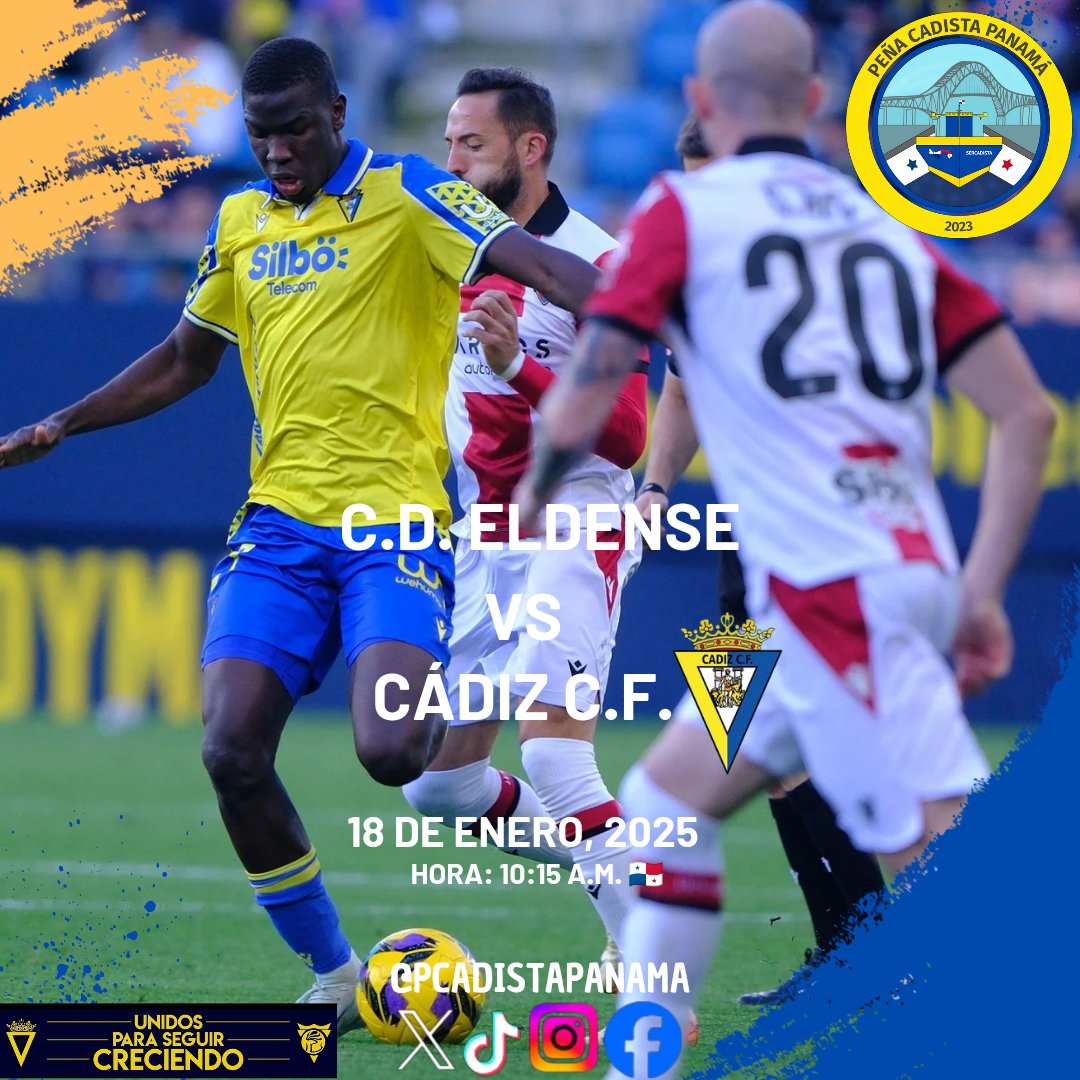⏰A minutos de la Batalla💣
Nuestro <a href="/Cadiz_CF/">Cádiz Club de Fútbol</a> 💛💙visita al <a href="/CD_Eldense/">CD Eldense</a> 🔴🔵 en un partido crucial para marca la nueva hoja de ruta en <a href="/LaLiga2/">LALIGA HYPERMOTION</a> ⚽

⚔️Unidos para Seguir Creciendo⚔️ <a href="/FPCadistas/">Federación de Peñas Cadistas</a>

#eldensecádiz #cadiz #panama #cadistasenpanama #pcadistapanama