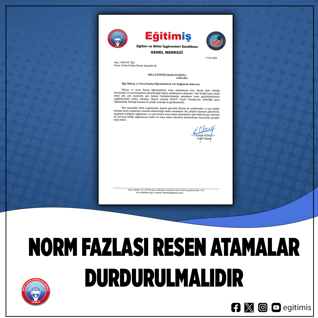 NORM FAZLASI RESEN ATAMALAR DURDURULMALIDIR

egitimis.org.tr/guncel/bilgi-b…

<a href="/tcmeb/">Millî Eğitim Bakanlığı</a> #norm #fazlası #öğretmen #resen #atama