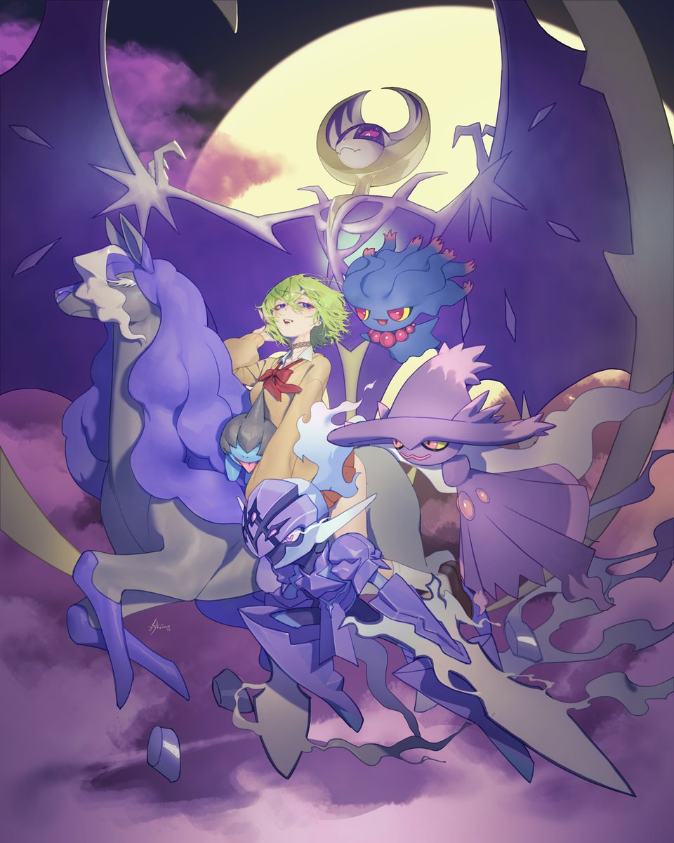 iskimxk's tweet photo. The Perfect dream💜. Pokemons with my OC.
I’m so enjoying to collaborate with @megadiegova this time! Thanks!
#fanart #oc #originalcharacter #art #digitalart #illustration #藝術 #繪圖 #Misdreavus #Spectrier #Ceruledge #Lunala #Deino #Mismagius #pokemon #collaboration https://t.co/uPoq0P4jSR