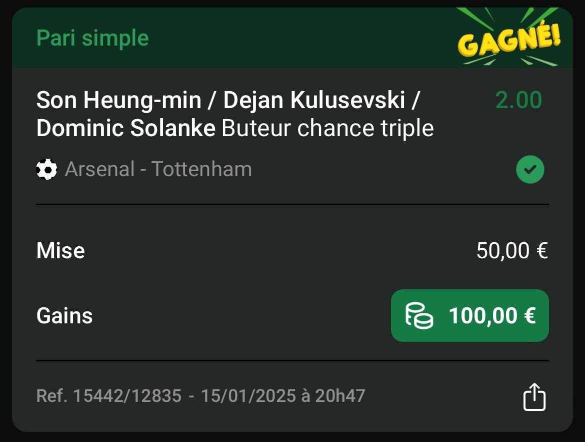 JokerTps's tweet image. MONTANTE VALIDÉ. w/@QrsBetting 🏴‍☠️

▫️STEP ONE. TC Buteurs @2,00 ✅

▫️STEP TWO. BTTS Bilbao @2,26 ✅

▫️ STEP THREE. Vini x KM +1,5 buts @2,10 ✅

▫️ STEP FOUR. BTTS Bayern @1,96 ✅

Départ : 50,00€ 
FIN : 929,04€

❤️ si t’as suivit ta collab préféré ! 

C’est que le début, de…
