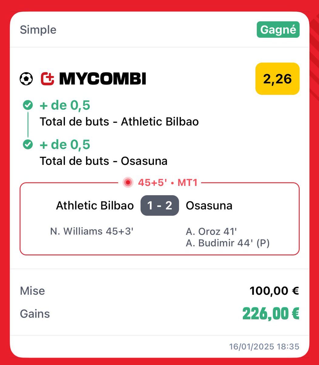 JokerTps's tweet image. MONTANTE VALIDÉ. w/@QrsBetting 🏴‍☠️

▫️STEP ONE. TC Buteurs @2,00 ✅

▫️STEP TWO. BTTS Bilbao @2,26 ✅

▫️ STEP THREE. Vini x KM +1,5 buts @2,10 ✅

▫️ STEP FOUR. BTTS Bayern @1,96 ✅

Départ : 50,00€ 
FIN : 929,04€

❤️ si t’as suivit ta collab préféré ! 

C’est que le début, de…