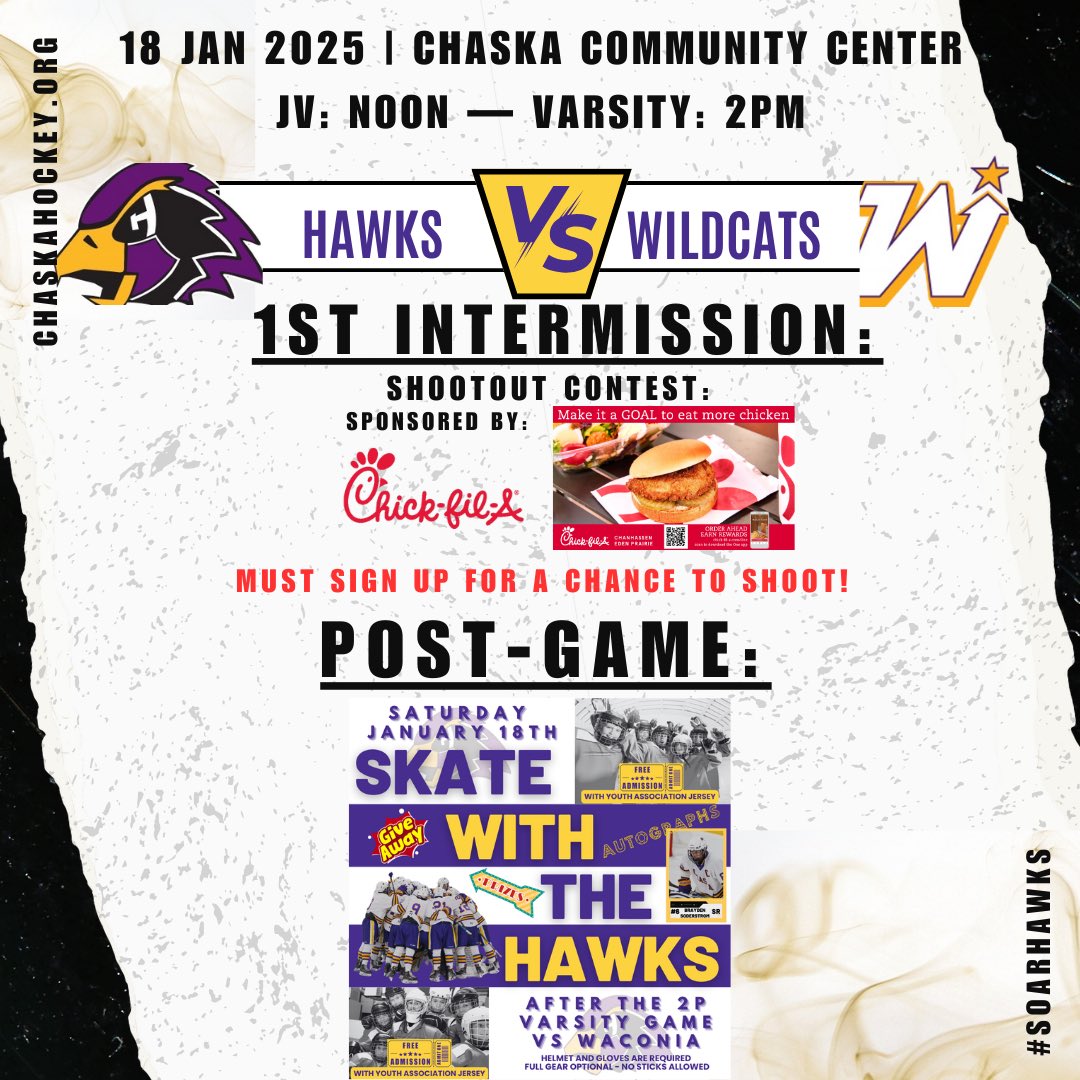 🚨🚨🚨GAME DAY🚨🚨🚨
🆚 Waconia Wildcats
📍Chaska Community Center
🎟️ gofan.co/event/1970777?…
⏰ JV: Noon — Varsity:2p
🎥
📸 Credit Kyle Cody