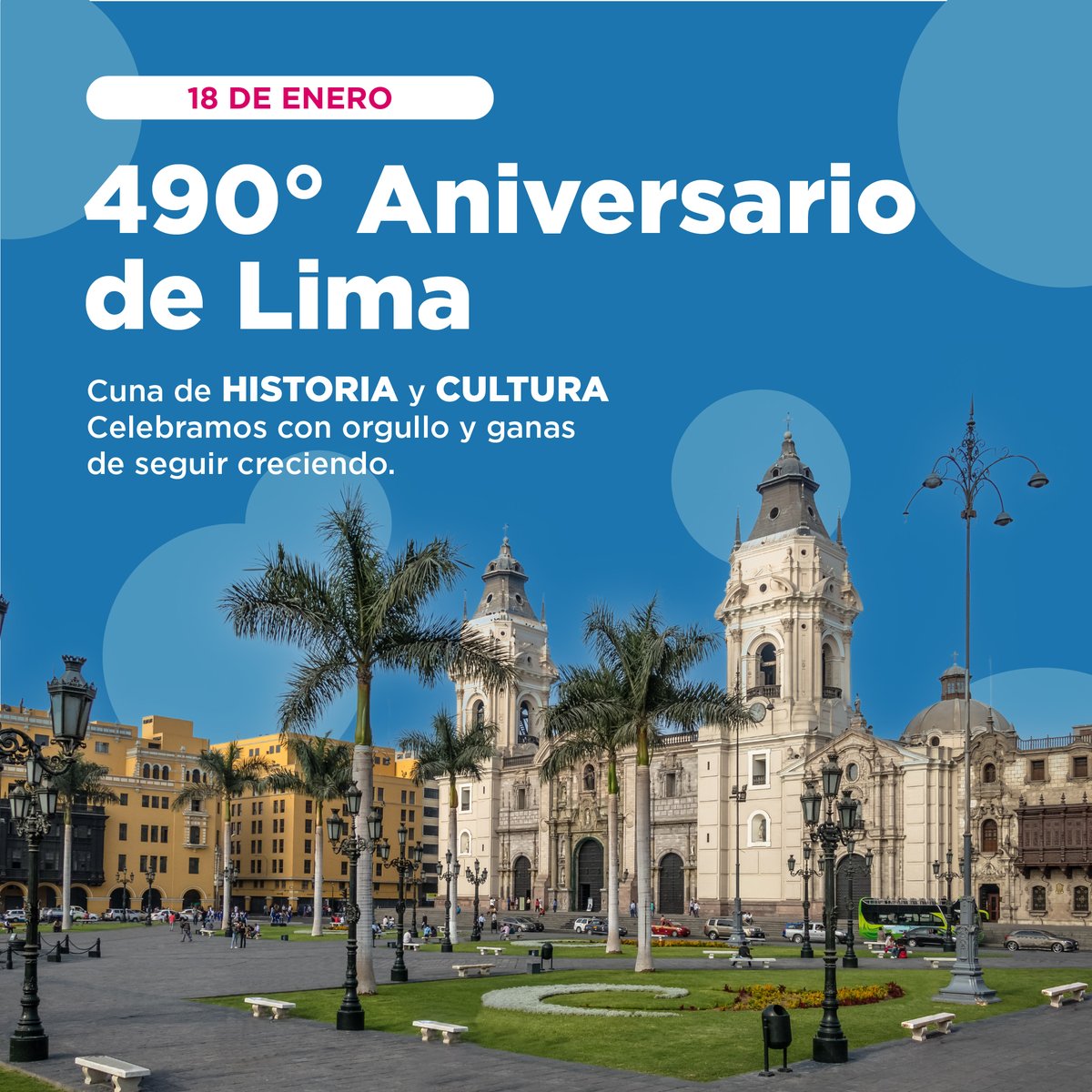 ¡Feliz 490° aniversario Lima!

Hoy celebramos a la capital como una ciudad llena de desafíos, oportunidades e historias de resiliencia.

Desde Hombro a Hombro, reafirmamos nuestro compromiso de trabajar para construir una capital mucho más preparada.

#HombroaHombro #Lima490Años