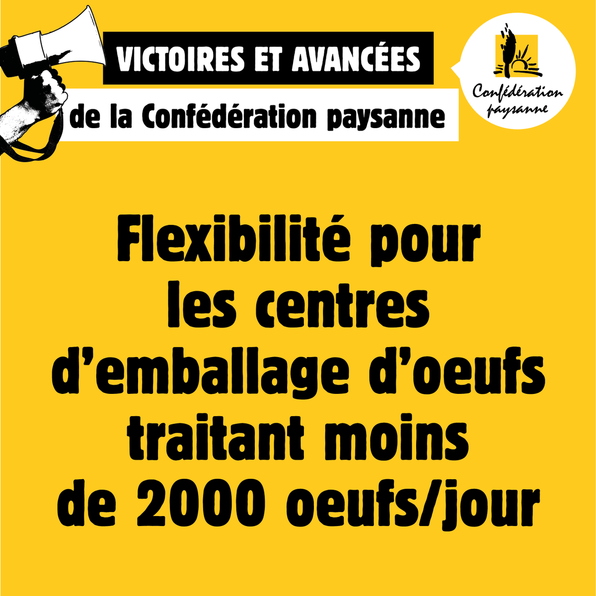 Conf_pays13's tweet photo. ✅ VICTOIRES ET AVANCÉES DE LA CONFÉDÉRATION PAYSANNE ✊
👀 VICTOIRE N°2 : Adaptation des normes aux réalités paysannes.
👊 La seule véritable alternative, c'est la Confédération paysanne ! ✅
��� 𝗣𝗼𝘂𝗿 𝗱𝗲𝘀 𝗰𝗮𝗺𝗽𝗮𝗴𝗻𝗲𝘀 𝘃𝗶𝘃𝗮𝗻𝘁𝗲𝘀, 𝘀𝗼𝘆𝗼𝗻𝘀 𝗳𝗲𝗿𝗺𝗲𝘀 ! https://t.co/tg0vU7AaKU