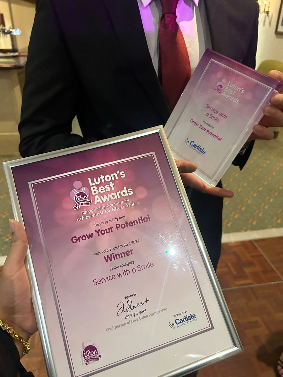 Grow Your Potential (@gyp_uk) on Twitter photo Proud moment for the team at Grow Your Potential. Winning the service for smile award at <a href="/love_luton/">Love Luton</a> Best Awards & our colleague Danya winning inspirational female of the year. <a href="/carlislesupserv/">CarlisleSupServ</a> <a href="/LutonSixthForm/">Luton Sixth Form College</a> <a href="/lutoncouncil/">Luton Council</a> Proud moment for the team at Grow Your Potential. Winning the service for smile award at <a href="/love_luton/">Love Luton</a> Best Awards & our colleague Danya winning inspirational female of the year. <a href="/carlislesupserv/">CarlisleSupServ</a> <a href="/LutonSixthForm/">Luton Sixth Form College</a> <a href="/lutoncouncil/">Luton Council</a>