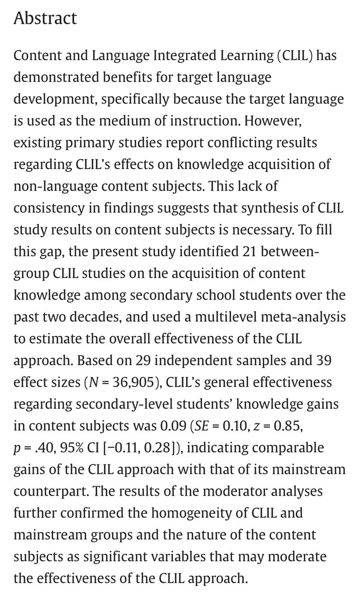 Research Synthesis in Applied Linguistics (@rsaljournal) on Twitter photo Effects of Content and Language Integrated Learning on secondary-level students’ content learning: A meta-analysis | System | Kaiypova et al. | 2025 <a href="/tesolgraphics/">TESOLgraphics</a> <a href="/sinwangchong/">Sin-Wang Chong</a>
sciencedirect.com/science/articl… Effects of Content and Language Integrated Learning on secondary-level students’ content learning: A meta-analysis | System | Kaiypova et al. | 2025 <a href="/tesolgraphics/">TESOLgraphics</a> <a href="/sinwangchong/">Sin-Wang Chong</a>
sciencedirect.com/science/articl…