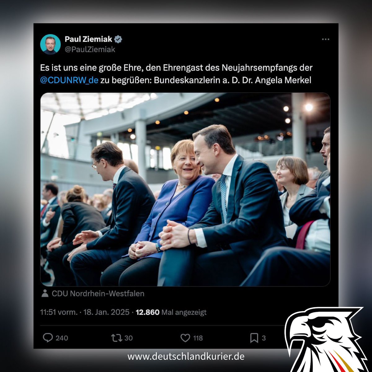 Deu_Kurier's tweet photo. Die Merz-CDU hofiert und feiert Merkel immer weiter.
Wer Friedrich #Merz wählt, bekommt #Merkel2.0! https://t.co/q0bOxEXs63