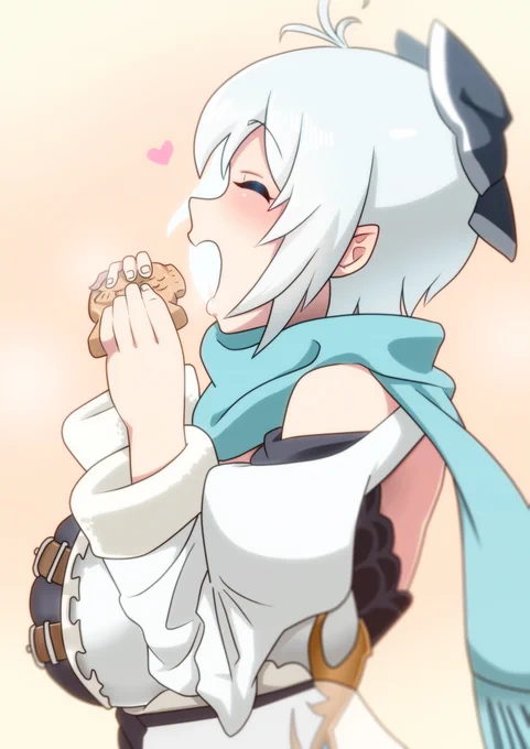 ほかほかのたい焼きを食べるシロちゃん色々なことが落ち着いてホッとしたらしいのでゆっくり過ごしてもろて#電脳少女シロ#SiroArt 