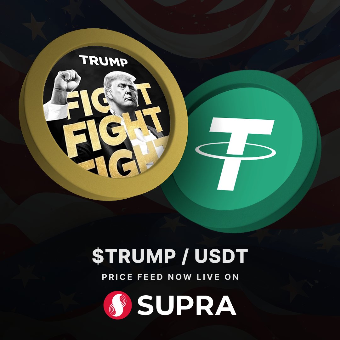 New Price Feed Added: $TRUMP/USDT native oracle price feed is now live on  Supra L1 ⚡️ 🔗 https://t.co/OSoLQYYWDG