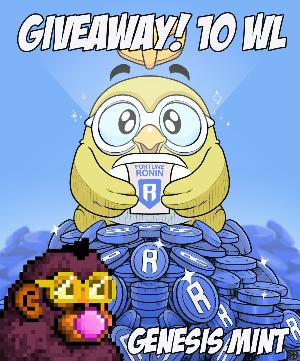 BukaCryptoYT's tweet image. Giveaway 10 wl!!!

Supply: 5K 
Mint: Jan 30 at Mavis Marketplace 
Price: 10 $RON

Participa de esta manera:
Sigue: @BukaCryptoRon  y @FortuneRonin
rt + like + etiqueta a 3 amigos 
comenta tu ronin wallet (no rns)
Únete al Discord: discord.gg/442RjZCagy

#ronin #fortuneronin
