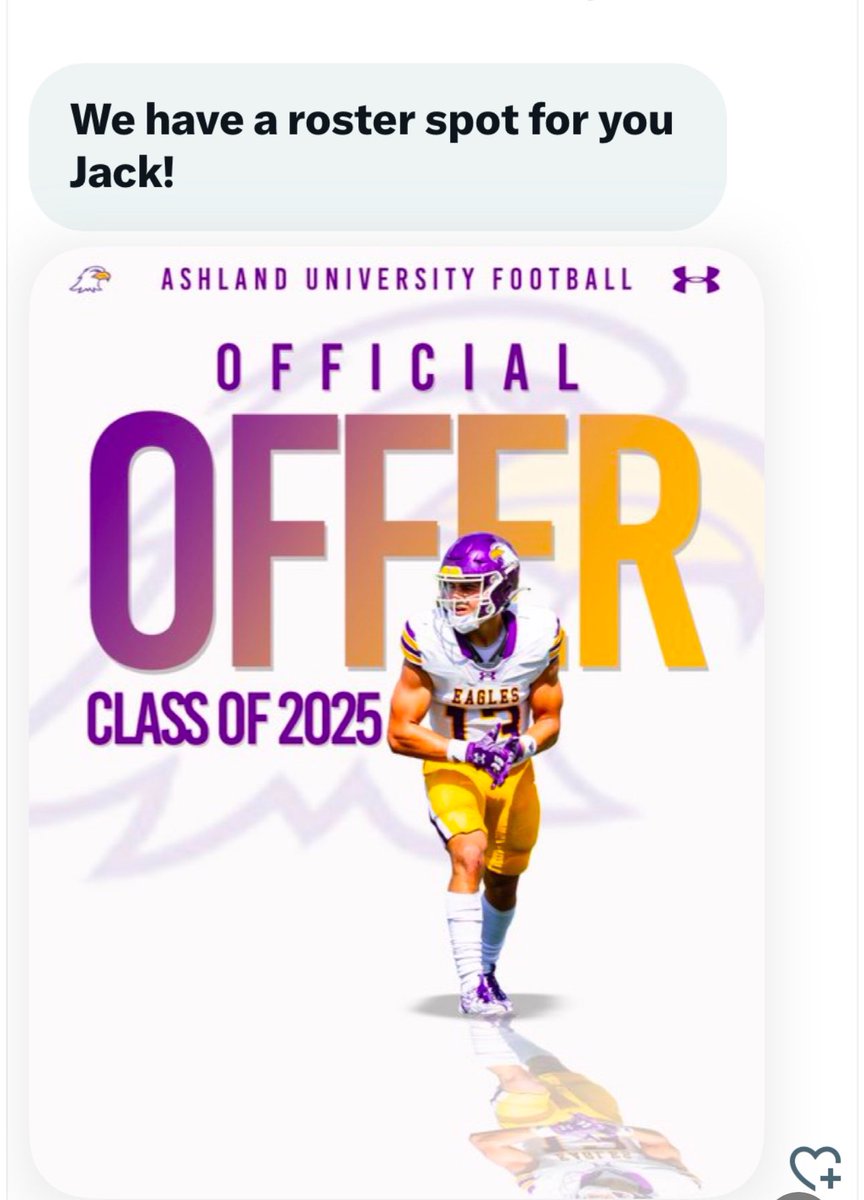 Extremely excited to have been both accepted to Ashland University and Offered to play Football.  Make no mistake about it… I will play college football, No Excuses!  #SuccessLovesDiscipline <a href="/JimCordle63/">Jim Cordle</a> <a href="/Coach_Orsini/">Dominick Orsini</a> <a href="/coach_geiser/">Doug Geiser</a> <a href="/CoachStacy_/">Tom Stacy</a> <a href="/damehova9/">Damon Simmons</a> <a href="/KevinMoses38/">Kevin Moses LLC</a>