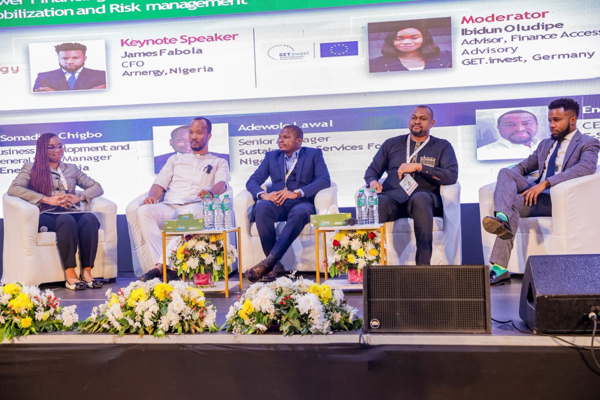 GET_invest's tweet photo. On Wed, @GET_invest #FinanceAccess Advisor Ibidun Olupide moderated a discussion during powerelec Nigeria 2025 🇳🇬 about driving clean #energy through innovative funding and financial strategies. To know how we support companies and project developers ➡️ https://t.co/cBnS35ZuUy https://t.co/4oP9UeX1xQ