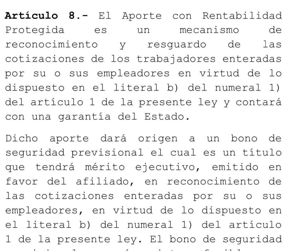 El <a href="/berfontaine/">Bernardo Fontaine</a> y otros andan con Fake News de q aporte no va a la cuenta individual. No va a la AFP pero si va al afiliado y es un instrumento de deuda como eran los bonos de reconocimiento:
1. Es un título ejecutivo
2. Tiene garantía estatal. 
La weá es una deuda del Estado