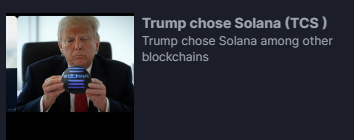 TRUMP拥抱了SOL，这么好的角度，今天TRUMP和SOL都飞了。这个还在内盘。
F27XbfVFLzKxQ6SGKLU1cewumBB4Yy1nscLHpFLXpump