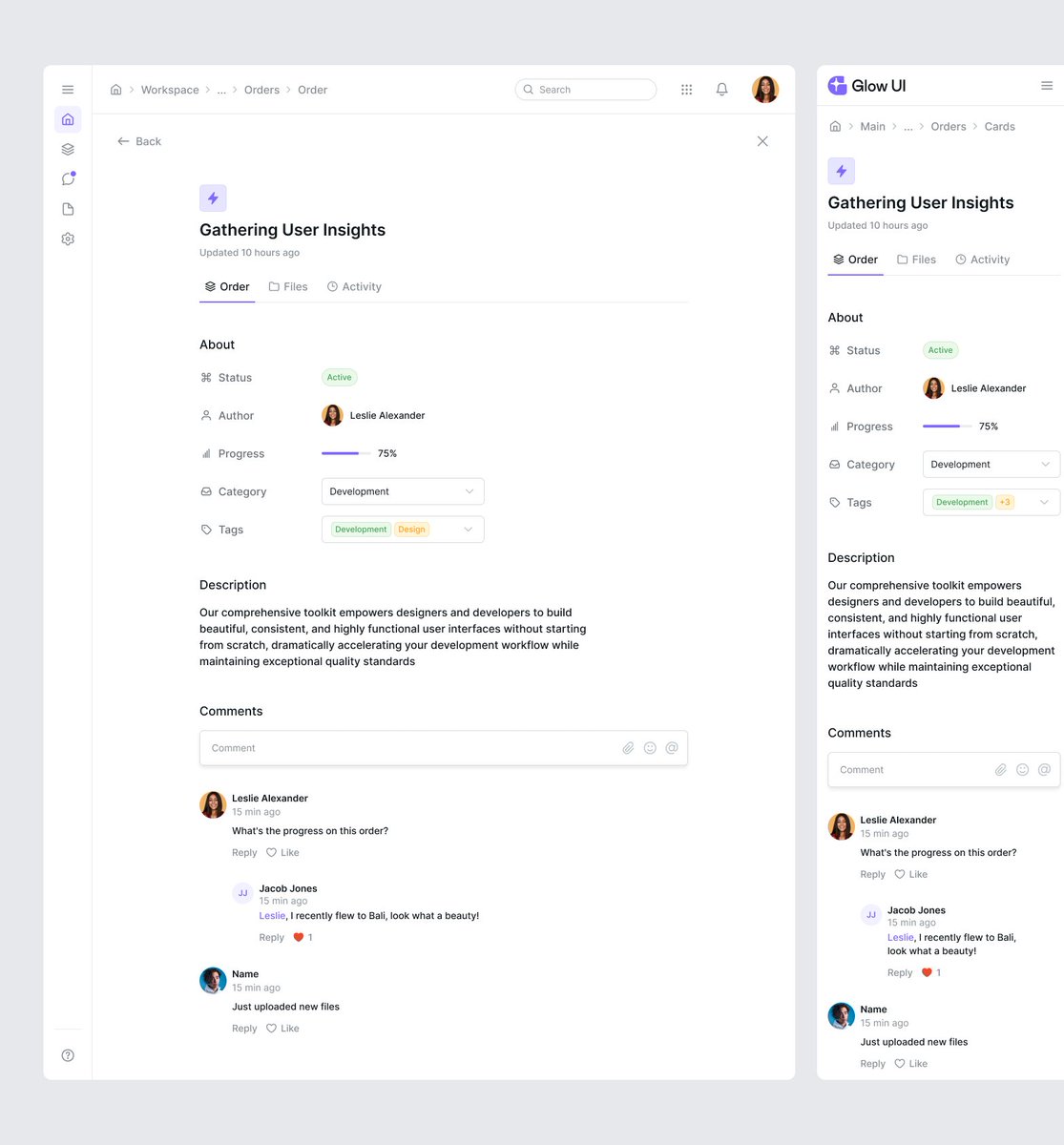 Task page made with Glow UI 1.6 #DailyUI #buildinginpublic