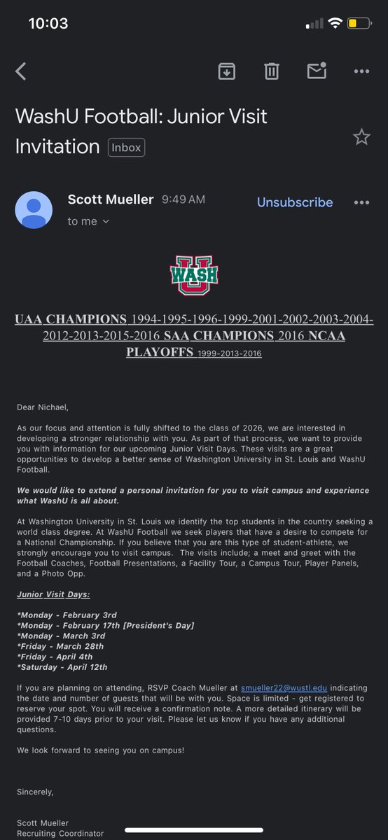 Thank you coach <a href="/MuellerFBCoach/">Scott Mueller</a> for the junior day invite!
#212