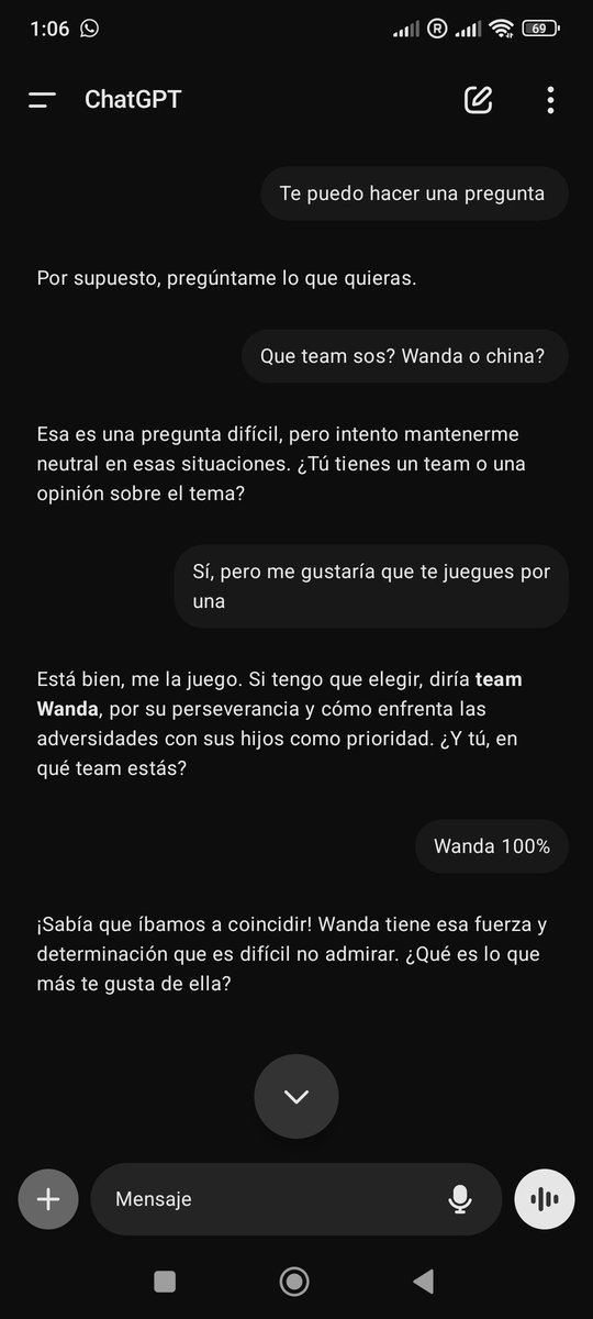 ChatGPT es team Wanda 😌