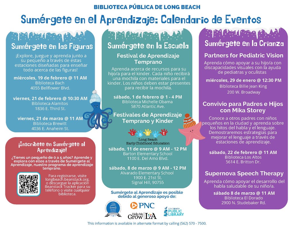 📚✨ We’re diving into learning!

The Long Beach Public Library Foundation is proud to support transformative programs like Dive into Learning, made possible in part by a generous grant from PNC Bank. 💙 Thank you, PNC, for investing in our youngest learners and their families!