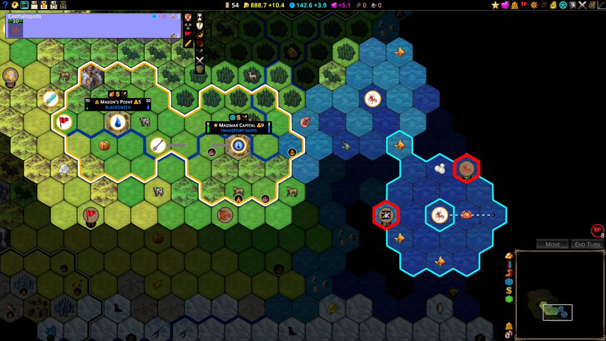 In Wizard Warfare 2 you can now get your feet (or tentacles!) wet and explore distant lands previously unreachable - watch out for pirates and sea monsters though! 🐙🏴‍☠️⚓ #ScreenShotSaturday #4X